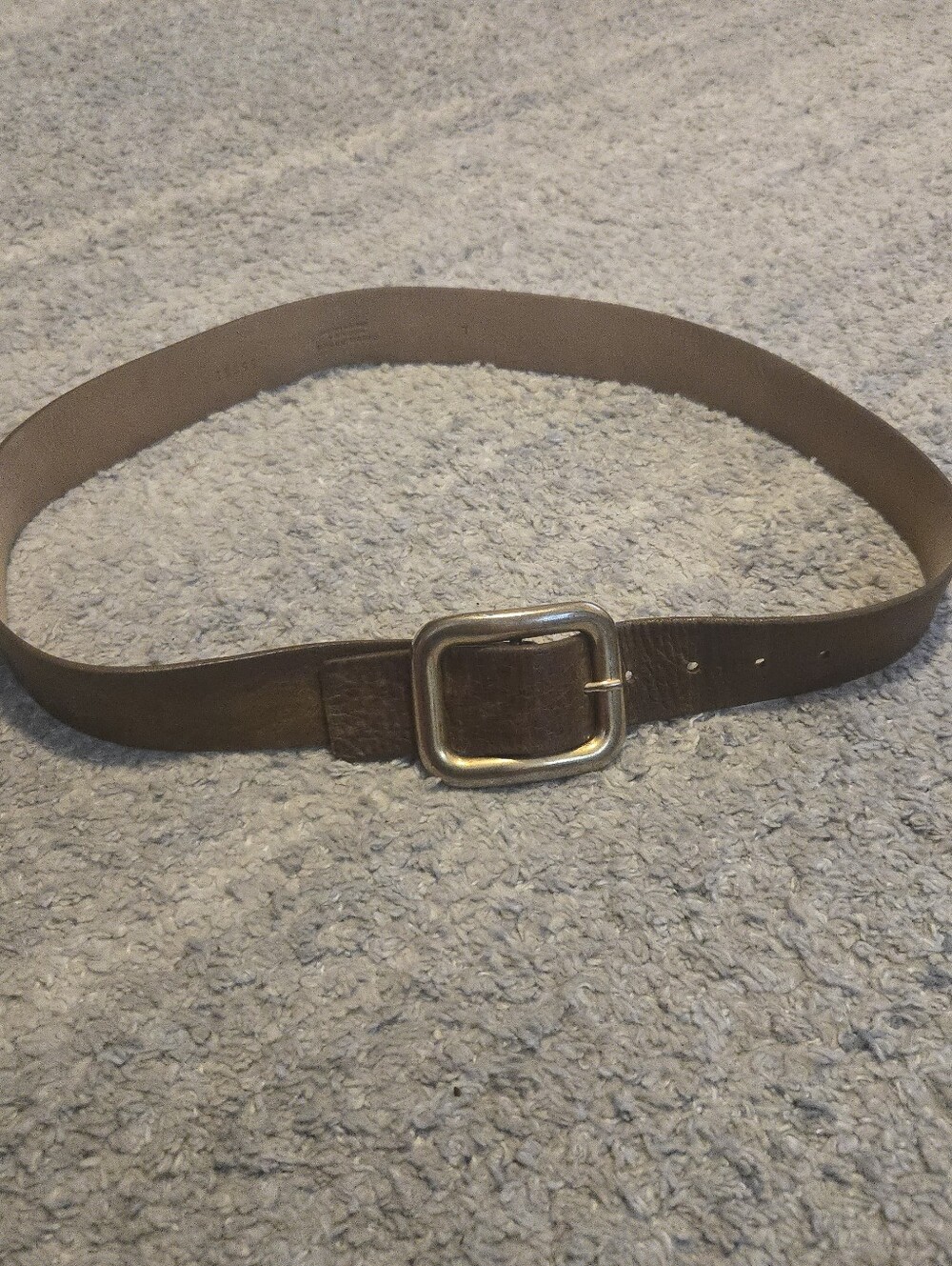 Streets Ahead Womens Leather Belt Size L Large Brown Brass Buckle Boho Made in U